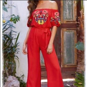❤️Anthro Vava Embroidered Floral Jumpsuit💕